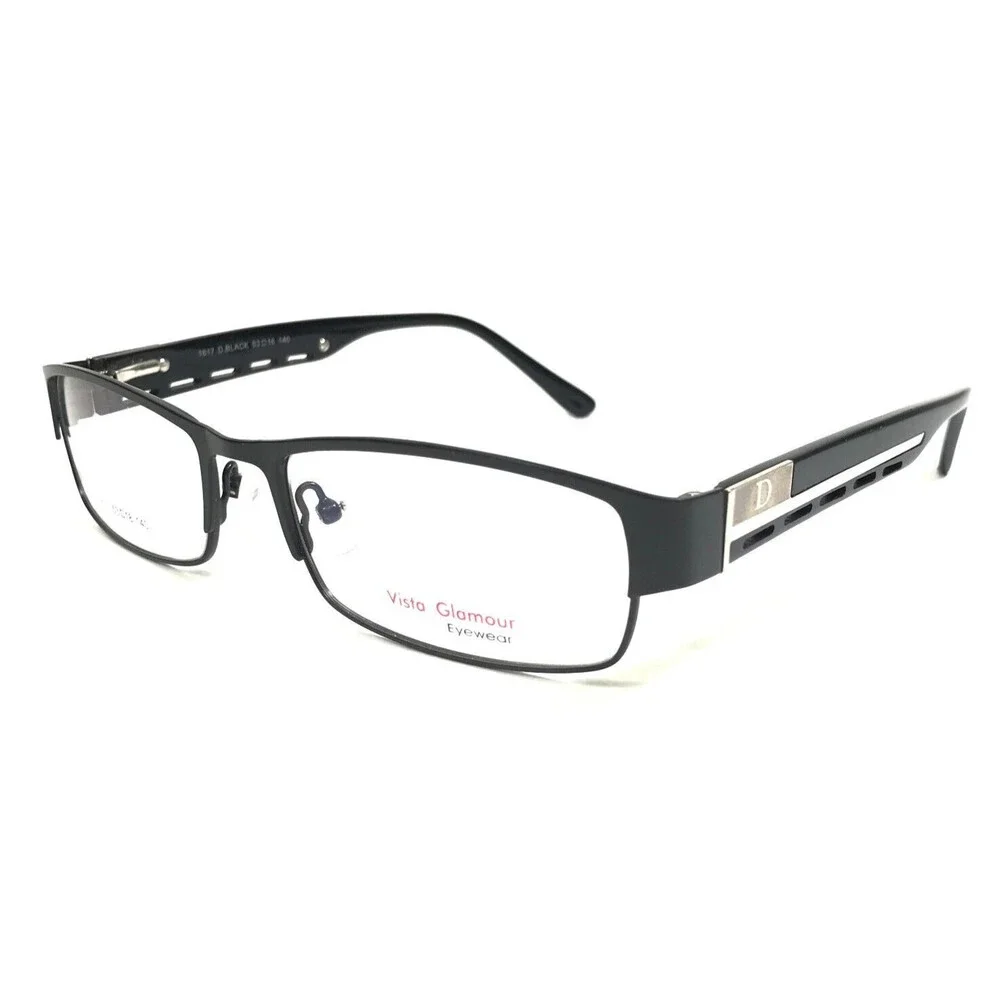 Vista Glamour Eyeglasses Frames 1617 D.BLACK Grey Rectangular Full Rim 53-16-140